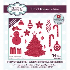Sue Wilson Craft Dies Slimline Collection Christmas Accessories | Set of 14