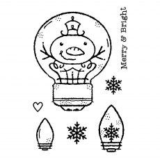Woodware Clear Stamps Snowman Light Bulb | Set of 7