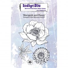 IndigoBlu A6 Rubber Mounted Stamp Marigold and Peony | Set of 4