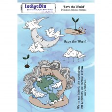 IndigoBlu A5 Rubber Mounted Stamp Save the World | Set of 7