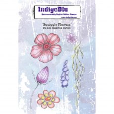 IndigoBlu A6 Rubber Mounted Stamp Squiggly Flowers | Set of 6