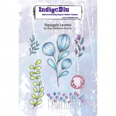 IndigoBlu A6 Rubber Mounted Stamp Squiggly Leaves | Set of 6