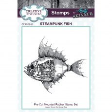 Creative Expressions Pre Cut Rubber Stamp by Andy Skinner Steampunk Fish