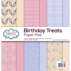 Creative Expressions 8 x 8 inch Paper Pad Birthday Treats | 24 Sheets