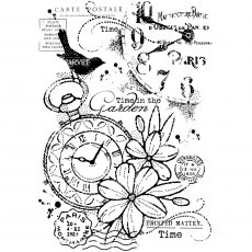 Woodware Clear Stamps Pocket Watch Garden
