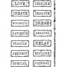 Woodware Clear Stamps Junk Labels | Set of 15