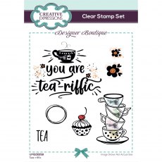 Creative Expressions Designer Boutique Clear Stamps Tea-riffic | Set of 7