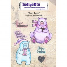 IndigoBlu A6 Rubber Mounted Stamp Bear Love | Set of 6