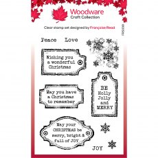 Woodware Clear Stamps Christmas Old Labels | Set of 10