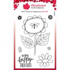 Woodware Clear Stamps Petal Doodles Happy Thoughts | Set of 8