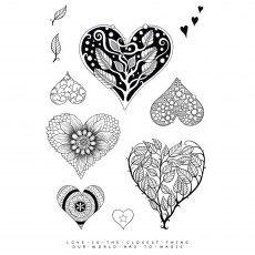 Katkin Krafts Clear Stamp Floral Hearts | Set of 11