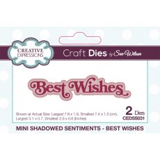 Sue Wilson Craft Dies Mini Shadowed Sentiments Collection Best Wishes | Set of 2