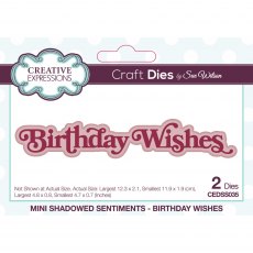 Sue Wilson Craft Dies Mini Shadowed Sentiments Collection Birthday Wishes | Set of 2