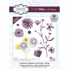 Sue Wilson Craft Dies Layered Flowers Collection Aster | Set of 10