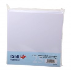 Craft UK 7 x 7 inch White Cards and Envelopes | Pack of 25