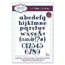 Sue Wilson Craft Dies Expressions Collection Art Deco Alphabet Lower Case and Numbers | Set of 46
