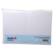 Craft UK 5 x 7 inch White Cards and Envelopes | Pack of 50