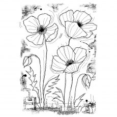 Woodware Clear Stamps  Stitched Poppies