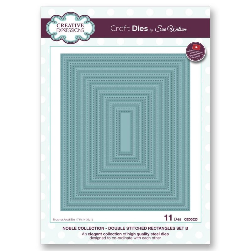 Sue Wilson Sue Wilson Craft Dies Noble Collection Double Stitched Rectangles Set B | Set of 11