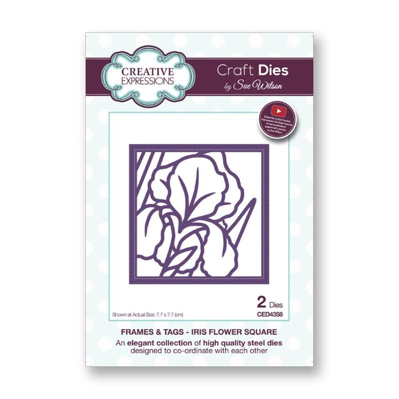 Sue Wilson Sue Wilson Craft Dies Frames and Tags Collection Iris Flower Square | Set of 2