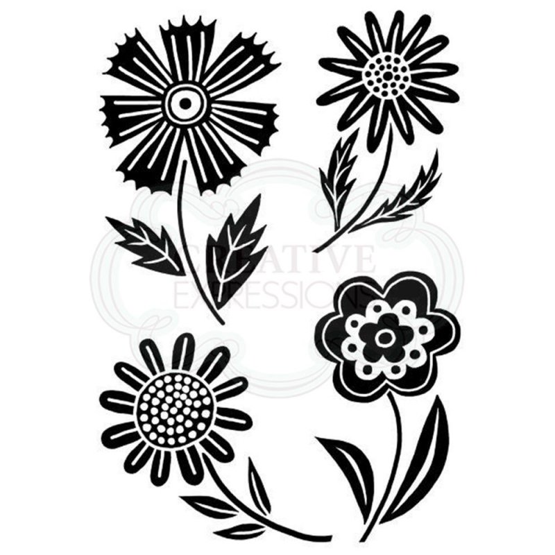 Woodware Woodware Clear Stamps Mini Blooms | Set of 4