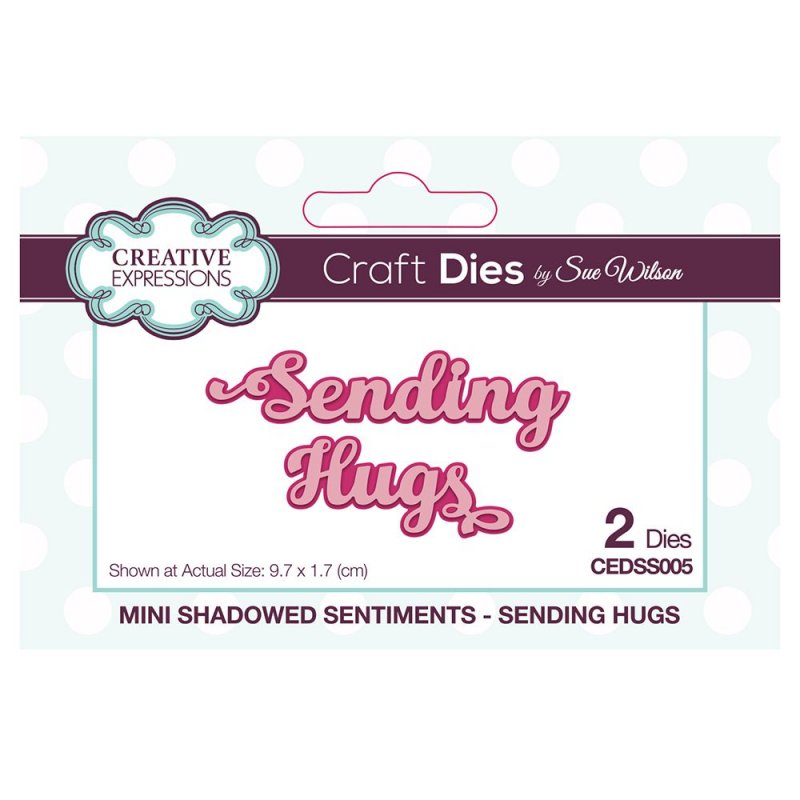 Sue Wilson Sue Wilson Craft Dies Mini Shadowed Sentiments Collection Sending Hugs | Set of 2