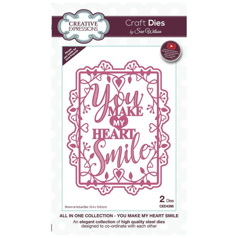 Sue Wilson Sue Wilson Craft Dies All In One Collection You Make My Heart Smile | Set of 2