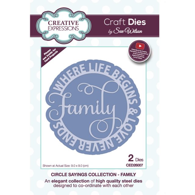 Sue Wilson Sue Wilson Craft Dies Circle Sayings Collection Family | Set of 2