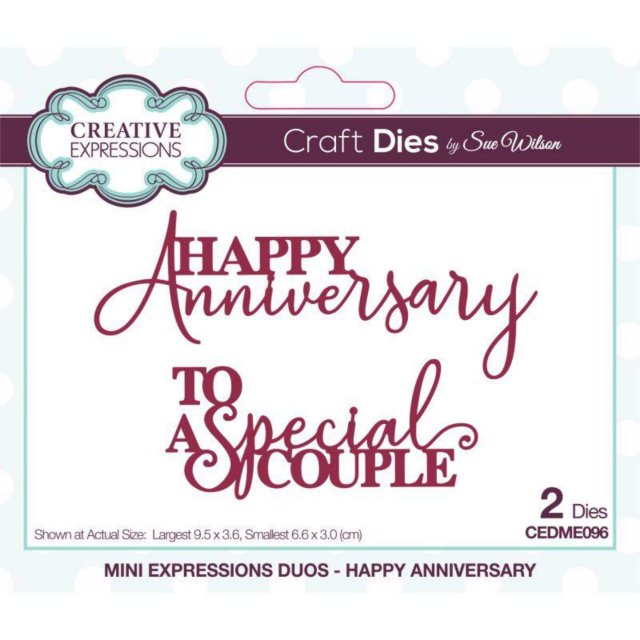 Sue Wilson Sue Wilson Craft Dies Mini Expressions Duos Collection Happy Anniversary | Set of 2