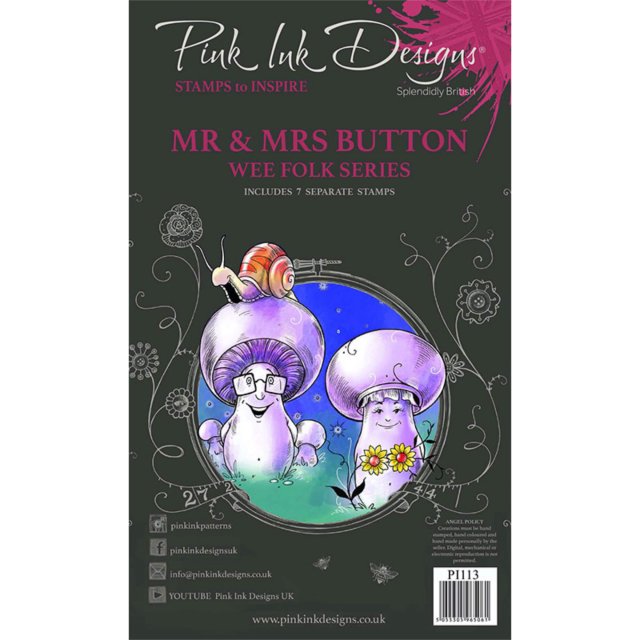 Pink Ink Designs Pink Ink Designs Clear Stamp Mr & Mrs Button | Set of 7