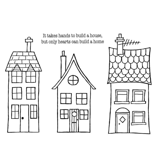 Woodware Woodware Clear Stamps Three Houses | Set of 4