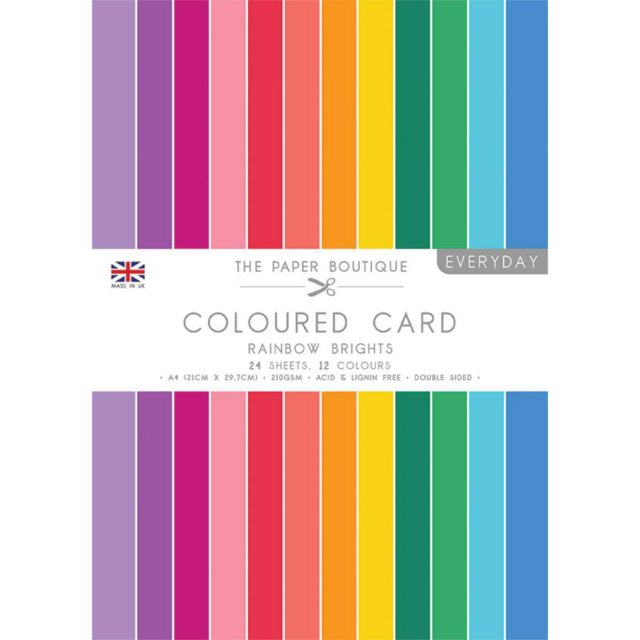 The Paper Boutique The Paper Boutique Everyday A4 Coloured Card Rainbow Brights | 24 sheets