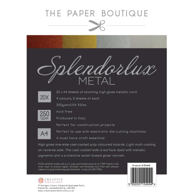 The Paper Boutique The Paper Boutique A4 Splendorlux Metal Card | 20 sheets