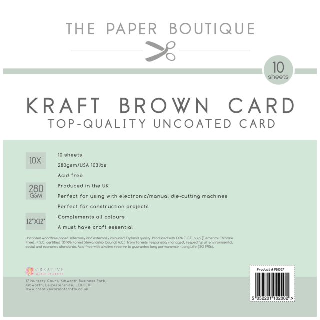 The Paper Boutique The Paper Boutique 12 x 12 inch Card Basics Kraft Brown | 10 sheets