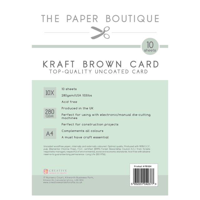 The Paper Boutique The Paper Boutique A4 Card Basics Kraft Brown | 10 sheets