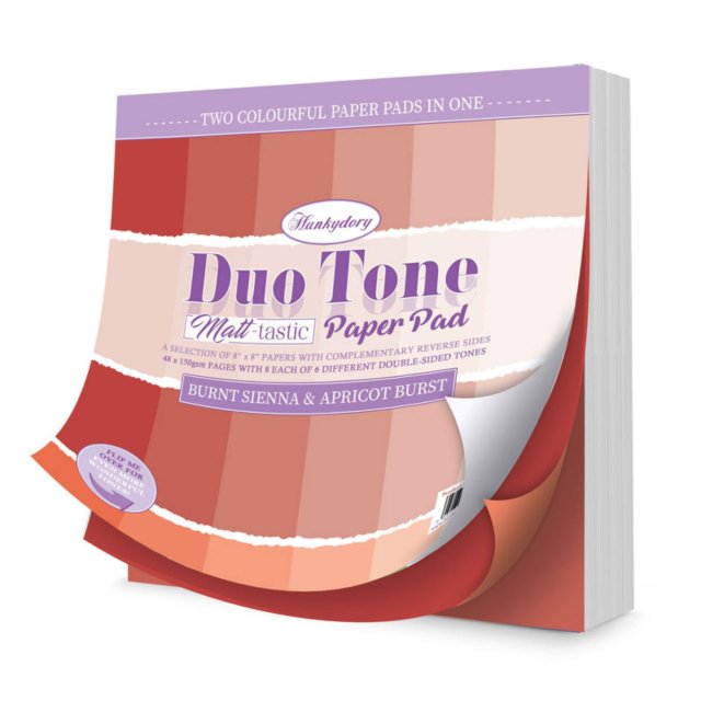 Duo Tone Paper Pads Hunkydory Duo Tone 8 x 8 inch Paper Pad Matt-tastic Burnt Sienna & Apricot Burst | 48 sheets