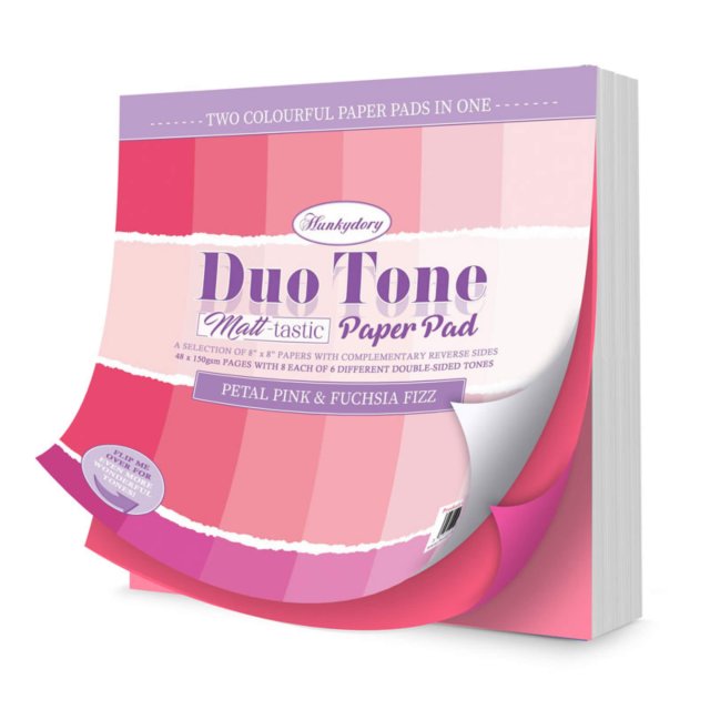 Duo Tone Paper Pads Hunkydory Duo Tone 8 x 8 inch Paper Pad Matt-tastic Petal Pink & Fuchsia Fizz | 48 sheets