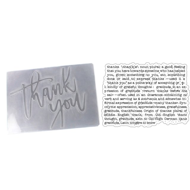 Presscut Presscut A6 Embossing Folder and Clear Stamp Thank You | Set of 2