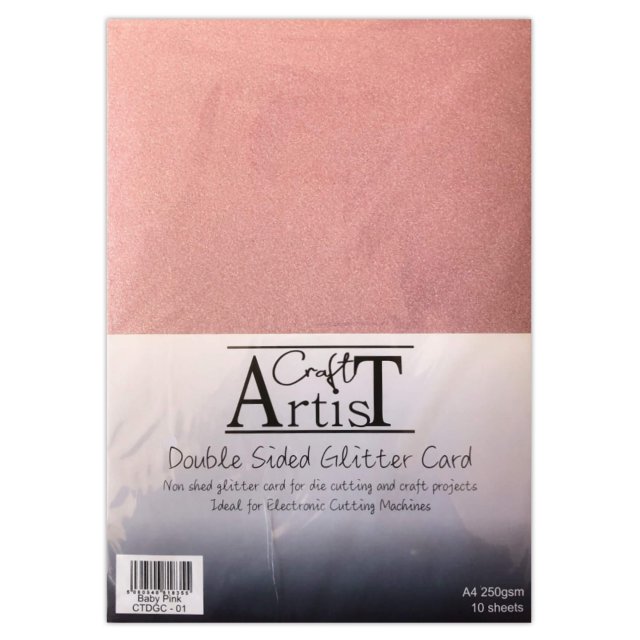 Craft Artist Craft Artist A4 Double Sided Glitter Card Baby Pink | 10 sheets