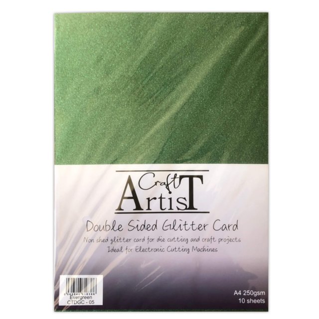 Craft Artist Craft Artist A4 Double Sided Glitter Card Evergreen | 10 sheets