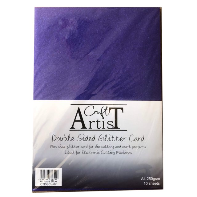 Craft Artist Craft Artist A4 Double Sided Glitter Card Airforce Blue | 10 sheets
