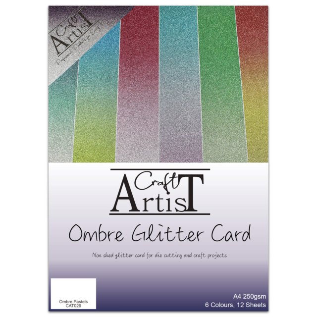 Craft Artist Craft Artist A4 Ombre Glitter Card Pack | 12 sheets
