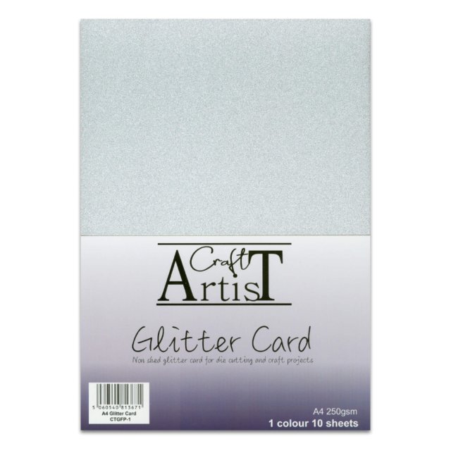 Craft Artist Craft Artist A4 Glitter Card Silver | 10 sheets