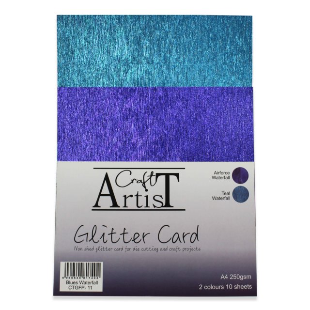 Craft Artist Craft Artist A4 Glitter Card Blues Waterfall | 10 sheets