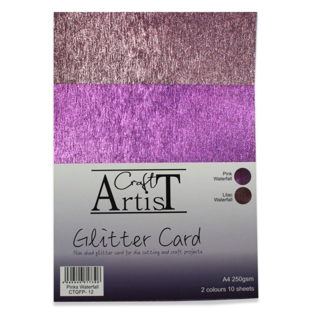 Craft Artist Craft Artist A4 Glitter Card Pinks Waterfall | 10 sheets
