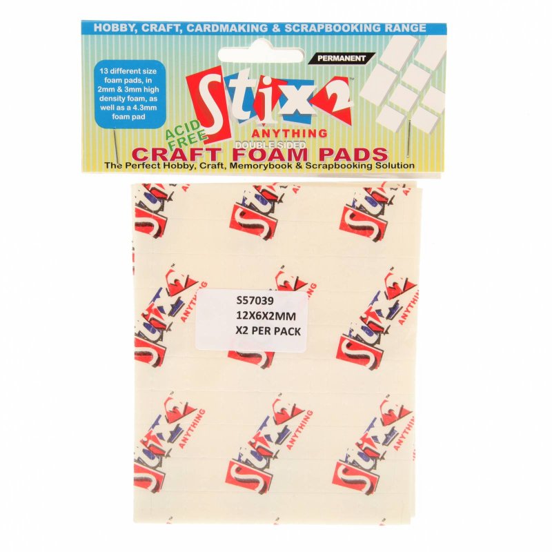 Stix2 Double Sided Craft Foam Pads 12mm x 6mm x 2mm | Pack of 320