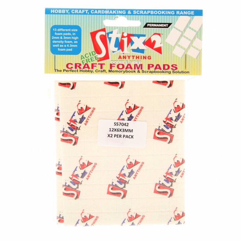 Stix2 Double Sided Craft Foam Pads 12mm x 6mm x 3mm | Pack of 320