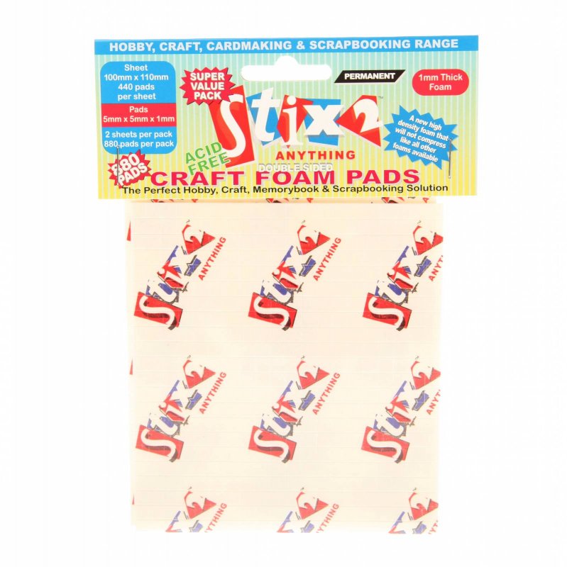 Stix2 Double Sided Craft Foam Pads Super Value Pack 5mm x 5mm x 1mm | Pack of 880
