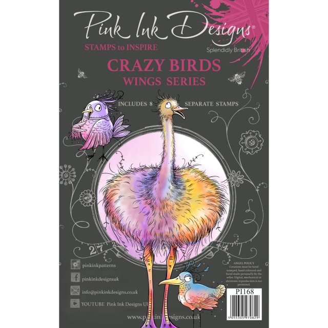 Pink Ink Designs Pink Ink Designs Clear Stamp Crazy Birds | Set of 8
