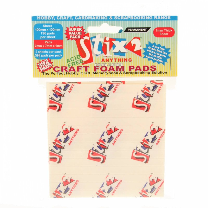Stix2 Double Sided Craft Foam Pads 7mm x 7mm x 1mm | Pack of 392